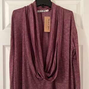 Michael Stars Brooklyn Burgundy Draped Long Sleeve Poncho OS NWT